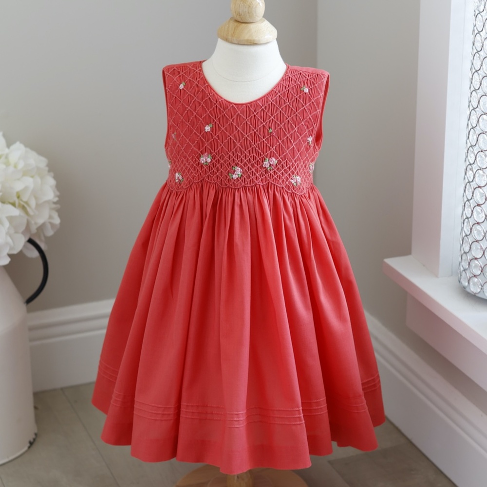 Twin Girl Smocked Dress Luli & Me Size 2T  Embroidery Spring Portrait Sleeveless